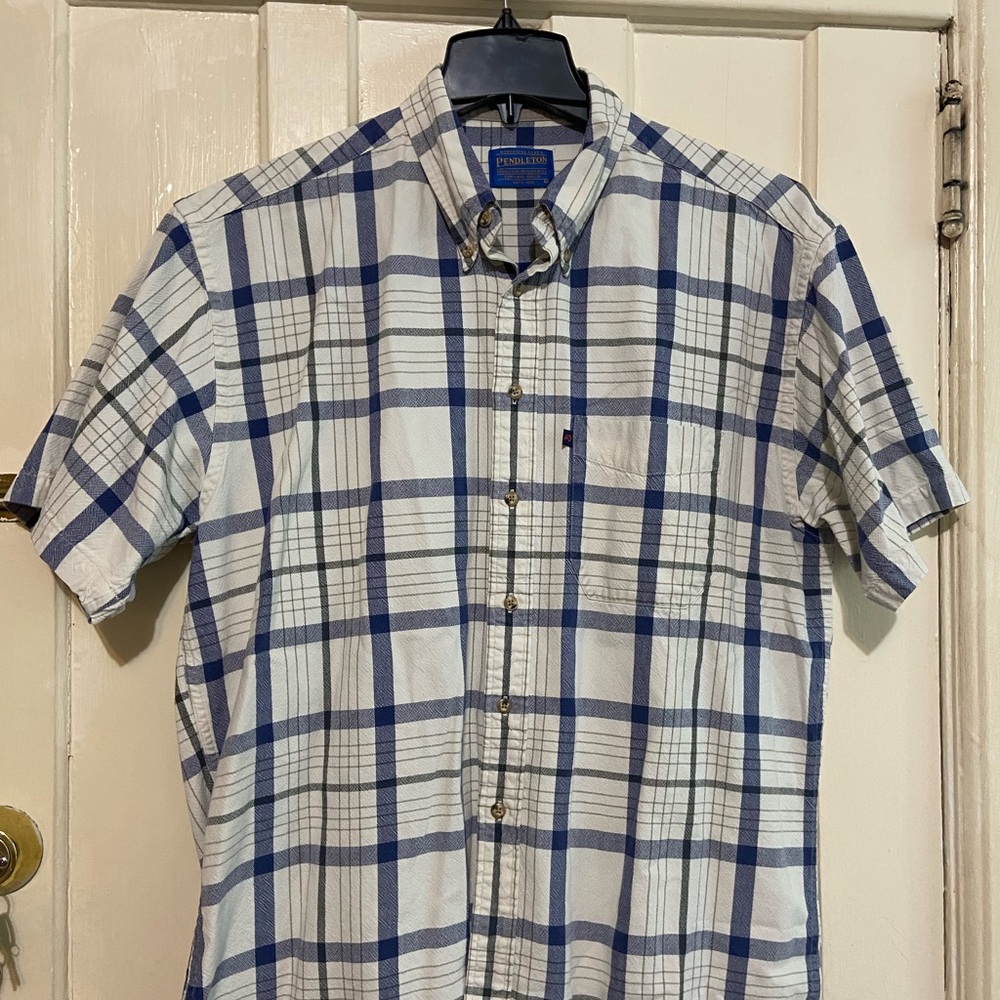 Pendleton Plaid Shirt Button Up Short Sleeve‎ 100% Cotton Men's Size Large - Picture 2 of 12
